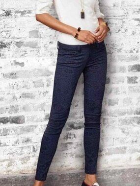 CAbi Pacific Blue Lace Print Skinny Jeans 3195 Modern Stretch